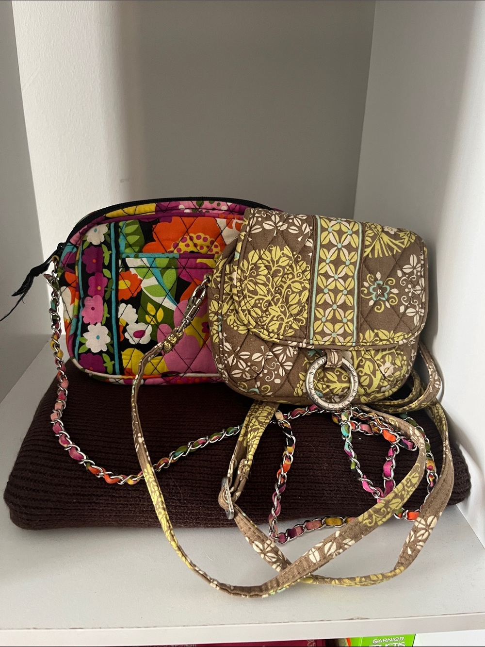 Vera Bradley Brown & Yellow Patterned Quilted Crossbody